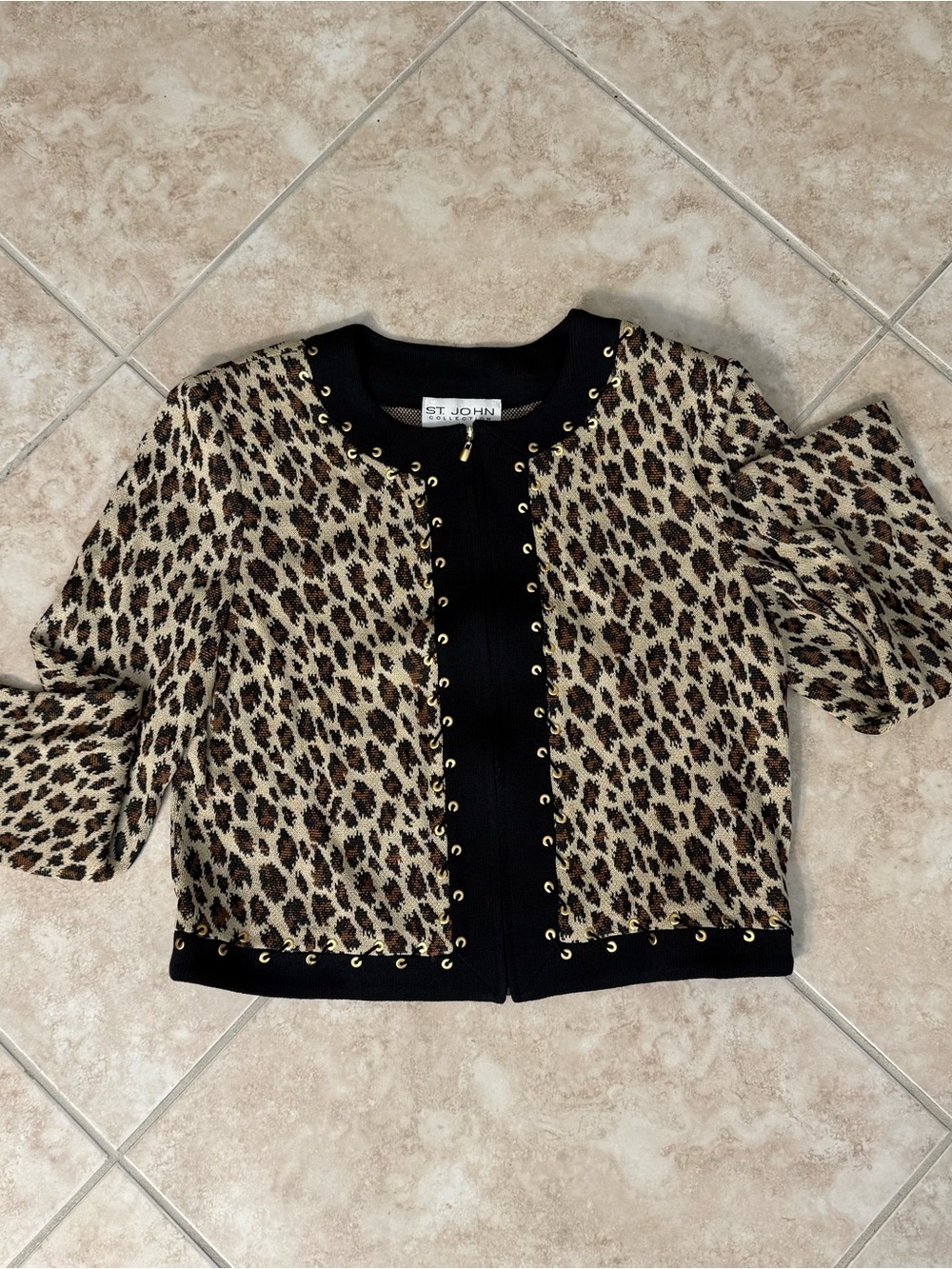 St. John Size 8 Collection Full Zip Embellished Jacket